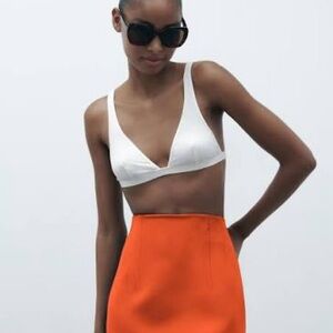 Zara High Waisted Orange Short Skirt